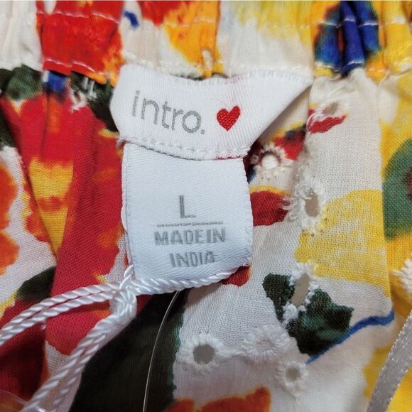 Intro Cotton Floral Print Eyelet Embroidered Women's Button Down Top NEW - Picture 7 of 11